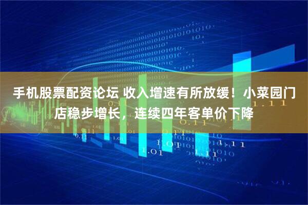 手机股票配资论坛 收入增速有所放缓！小菜园门店稳步增长，连续四年客单价下降